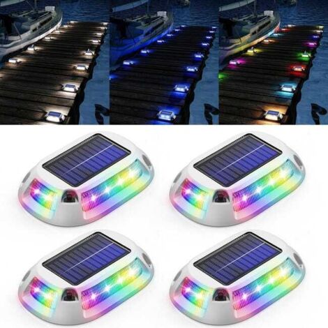 Paquete de 4 luces solares para patio, luces de advertencia solares impermeables IP67, 9 colores de luz, pueden soportar 5 toneladas.
