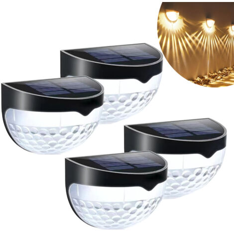 Paquete de 4 luces solares tipo puente, luces solares de pared, iluminación exterior impermeable, lámpara para valla, decoración navideña para jardín
