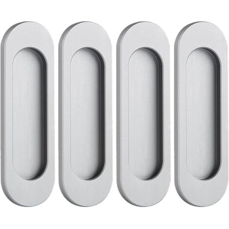 Paquete de 4 manijas autoadhesivas ovaladas para puertas corredizas de aleación de aluminio, sin perforaciones.