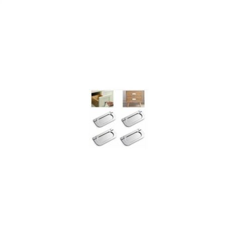 Paquete de 4 manijas invisibles de acero inoxidable plateadas para gabinetes, cajones, accesorios para armarios, con tornillos (75 mm) Manijas para puertas de gabinetes de cocina