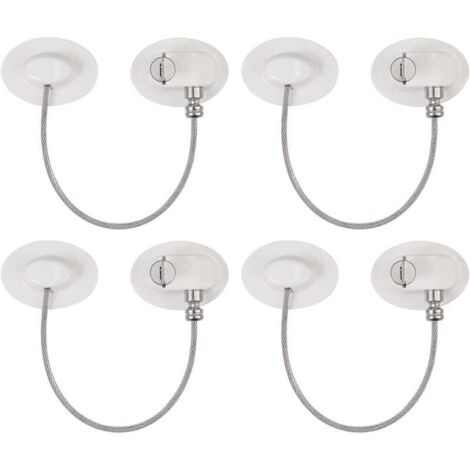 Paquete de 4 mini cerraduras para puertas de refrigerador, cerradura de seguridad para niños, cerradura adhesiva fuerte para refrigerador, gabinete, cajón, herramientas, puerta, ventana, cerradura, bl