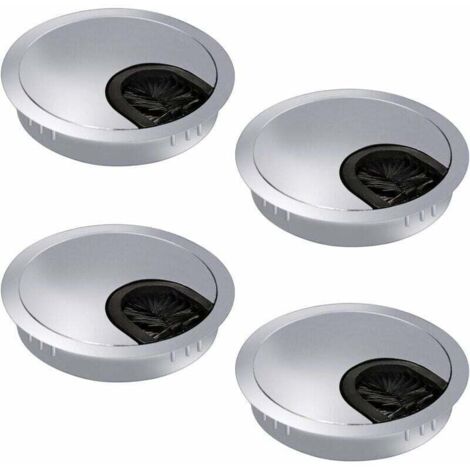 Paquete de 4 pasacables de 60 mm - Pasacables - Canaleta de escritorio con junta de cepillo para escritorios, oficinas y encimeras - Metal
