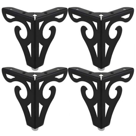 Paquete de 4 patas de mesa negras de 10 cm, patas de mueble de hierro estilo europeo, con tornillos