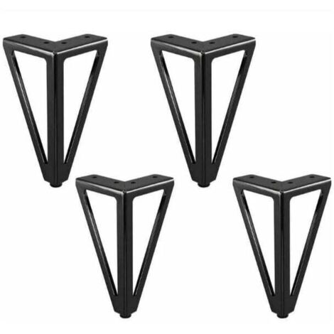 Paquete de 4 patas metálicas de repuesto para muebles, negras, 15 cm, para muebles, armarios, sofás y otras patas de muebles. (15 cm, negro claro) -