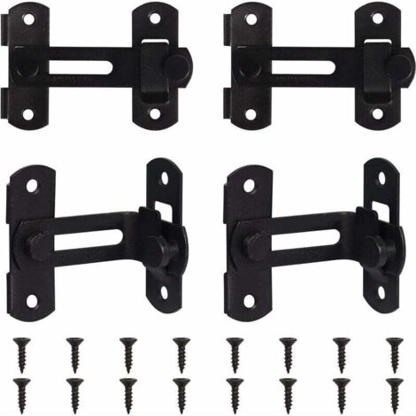 Paquete de 4 pestillos de acero inoxidable para puertas corredizas francesas, pestillos de seguridad de 90 grados para baño, jardín, garaje exterior, vinoteca, armario y puerta corrediza curva.