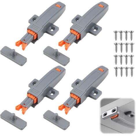 Paquete de 4 pestillos de puerta con cierre automático y resorte resistente de 30 N para armarios de cocina, alacenas y guardarropas.