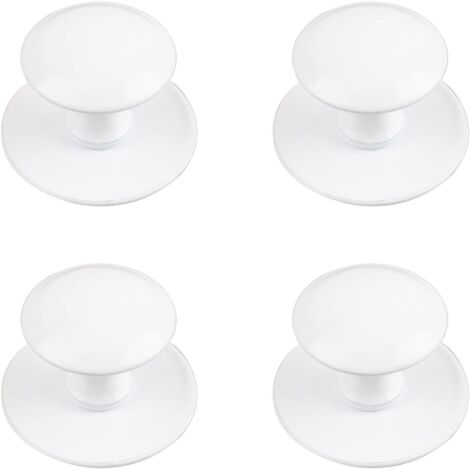 Paquete de 4 pomos adhesivos instantáneos de acero inoxidable para armarios, ventanas y cajones (blancos)