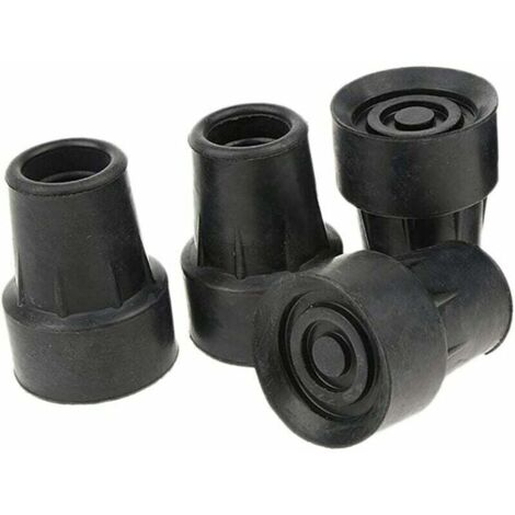 Paquete de 4 puntas de bastón antideslizantes estándar, puntas de goma negra, 19 mm