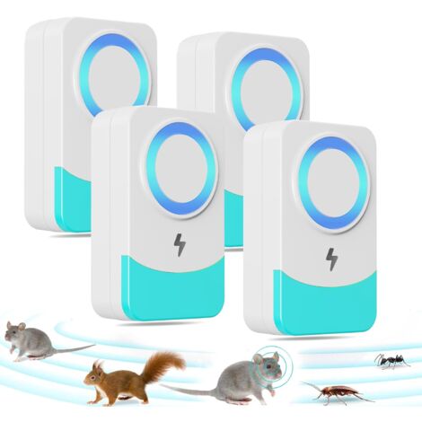 Paquete de 4 repelentes ultrasónicos de insectos roedores, frecuencia cambiante de 60/s, potentes ratones y ratas ultrasónicos para ocasiones multiusos, antiratas, ratones, hormigas, cucarachas