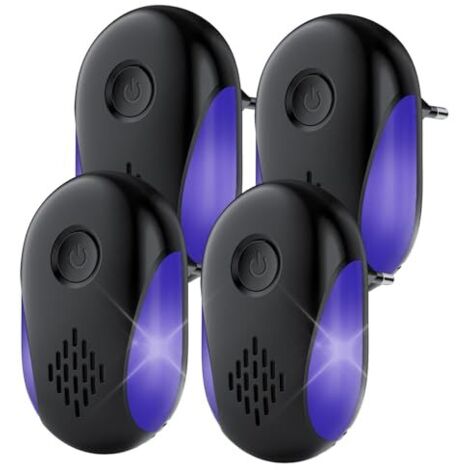 Paquete de 4 repelentes ultrasónicos para roedores, mosquitos y animales, color negro