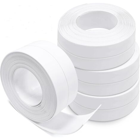 Paquete de 4 rollos de tiras de sellado autoadhesivas para baño, cocina, bañera y ducha (blancas)