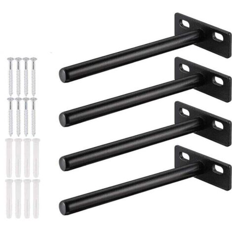 Paquete de 4 soportes metálicos invisibles para estantes, soportes ocultos de alta resistencia, soportes invisibles de madera para estantes (100 mm) – Estantes de pared
