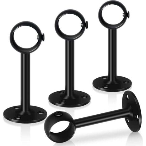 Paquete de 4 soportes para barra de cortina de 33 mm, de acero inoxidable resistente, para armario, ropero y techo.