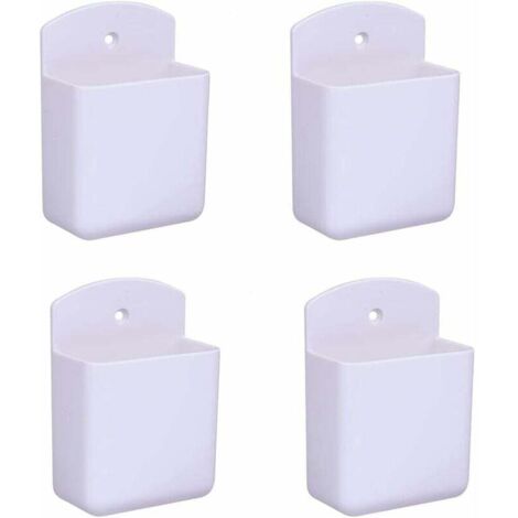 Paquete de 4 soportes para control remoto blancos, soporte de pared para almacenamiento multimedia, para el hogar, la oficina y el dormitorio.
