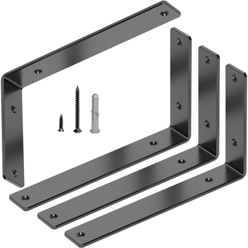 Paquete de 4 soportes para estantes, 12 pulgadas/305 x 200 mm, soporte para estante en L de alta resistencia, 5,4 mm de espesor, ángulo resistente de