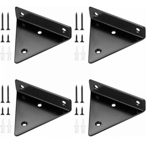 Paquete de 4 soportes para estantes flotantes, soportes triangulares invisibles para estantes de pared, soportes metálicos para estantes de pared, 8 x 10 cm