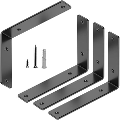 Paquete de 4 soportes para estantes, soportes para estantes en L de alta resistencia de 8 pulgadas/200 x 150 mm, 5,4 mm de espesor, soporte resistente de 90 grados para montaje en pared, capacidad de 