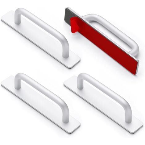Paquete de 4 tiradores autoadhesivos para armarios, cajones, puertas de aluminio y armarios de cocina (sin taladros).