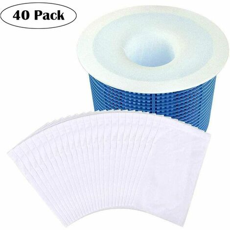 Paquete de 40 calcetines de piscina para piscinas de malla fina y filtros de spa, malla ultrafina reutilizable para piscinas en el suelo y sobre el suelo
