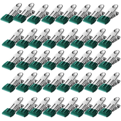 Paquete de 40 clips de acero inoxidable para cubiertas de piscinas, clips para cubiertas de invierno para piscinas enterradas, con revestimiento de PVC, clips de resorte multiusos para toallas y paños
