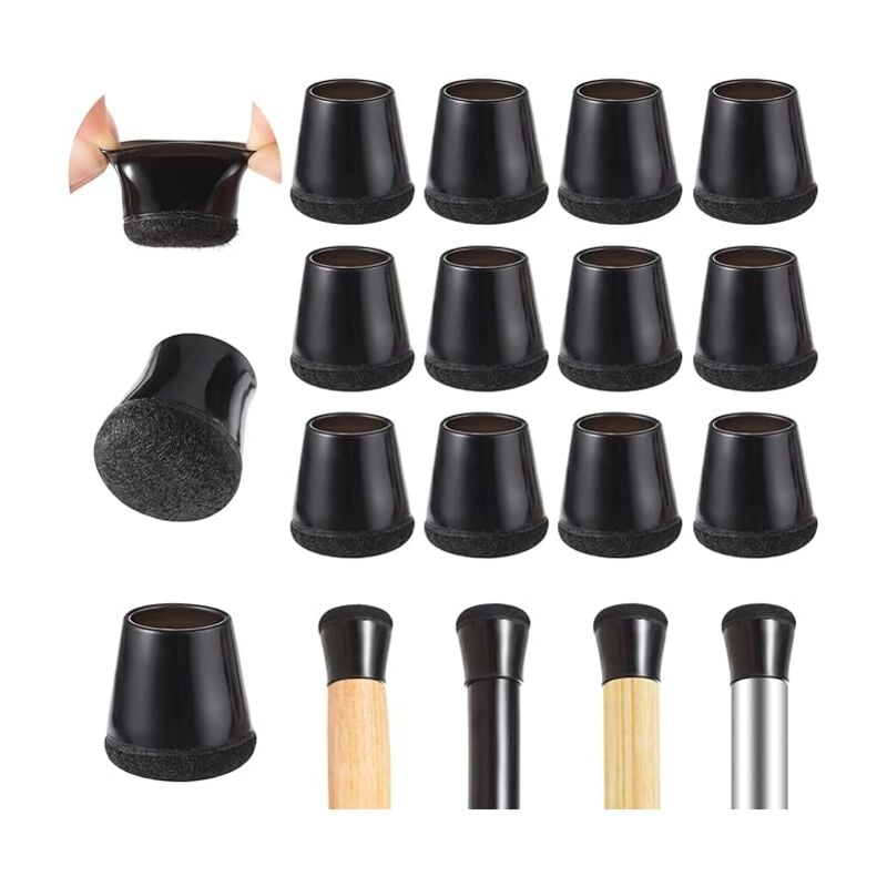 Paquete de 40 tapas para patas de silla, almohadillas de fieltro para sillas, protectores de patas de silla de 14-20 mm de espesor, tapas protectoras