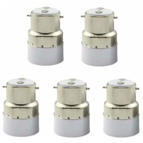 Paquete de 5 adaptadores de base de lámpara B22 a E14, portalámparas estándar B22 a E14.