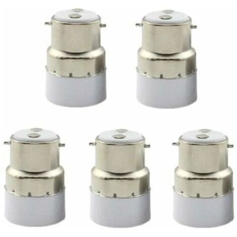 Paquete de 5 convertidores de portalámparas B22 a E14, adaptador de portalámparas B22 a E14 estándar.
