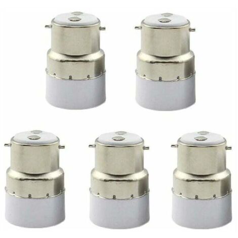 Paquete de 5 convertidores de portalámparas B22 a E14. Adaptador de portalámparas B22 que se convierte a portalámparas estándar E14.
