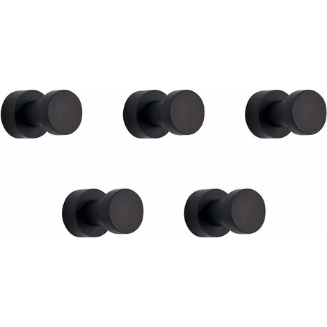 Paquete de 5 ganchos de pared adhesivos resistentes para puerta de armario de cocina de baño latón - negro