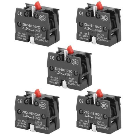 Paquete de 5 pulsadores 10 A 600 V ZB2-BE101C/BE102C NO NC, ZB2-BE102C