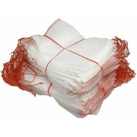 RICEEL Paquete de 50 bolsas de red antiinsectos, red de protección de nailon para jardín, bolsa de protección reutilizable para frutas y plantas, bolsa de uva antipájaros con cordón (25 x 15 cm (50 piezas))