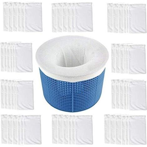 Paquete de 50 calcetines para skimmer de piscina, limpiador de red y accesorios, color blanco.