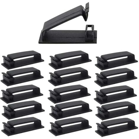 Paquete de 50 clips autoadhesivos para cables, organizadores de cables autoadhesivos, soportes para cables con base, adecuados para cables de TV, ordenador y Ethernet, para uso de escritorio.