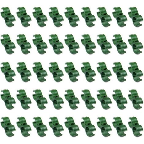 Paquete de 50 clips de plástico ajustables para enrejado de jardín, color verde, 16 mm