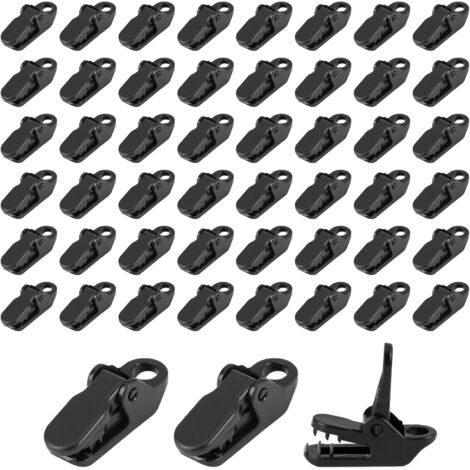 Paquete de 50 clips de plástico resistentes para carpas, clips multifuncionales para lonas, accesorios esenciales para acampar, toldos, cubiertas, resistentes y confiables, diseño de dientes de cocodr