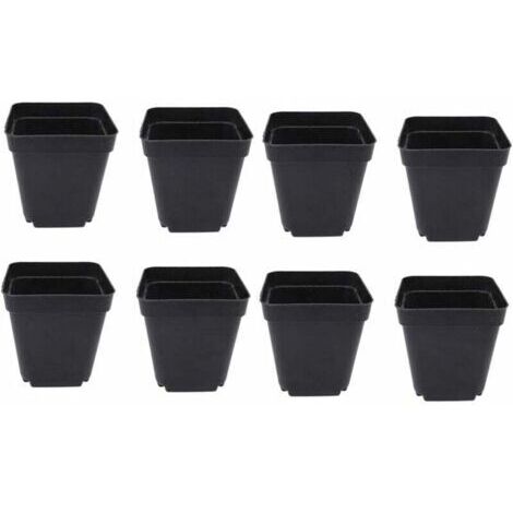 Paquete de 50 cubos negros para semilleros – Macetas cuadradas de plástico – Macetas pequeñas para interior y exterior (negras/6,5 x 5 x 6,5 cm)