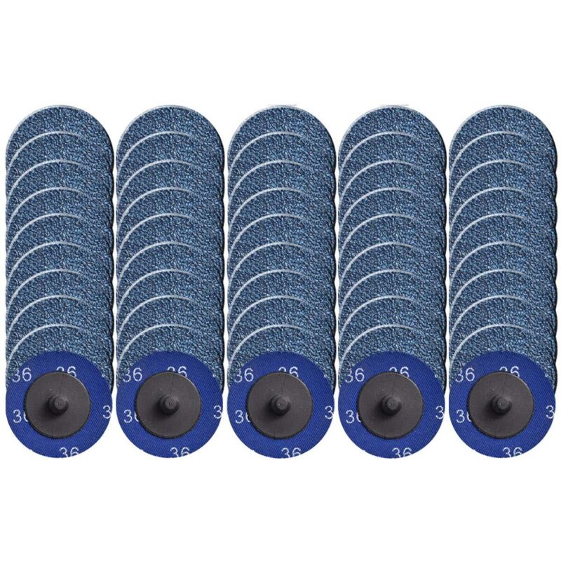 Longziming - Paquete de 50 discos de lijado de cambio rápido de 2', con revestimiento de zirconio y bloqueo de rodillo para amoladora de preparación
