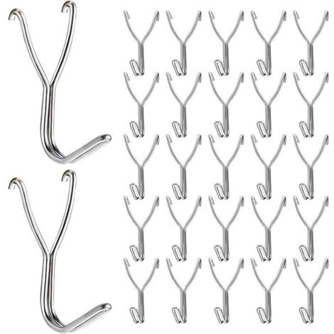 Paquete de 50 ganchos de acero inoxidable de 20 mm para cocina, garaje, almacenamiento, accesorios, herramientas de banco de trabajo, suministros para manualidades.