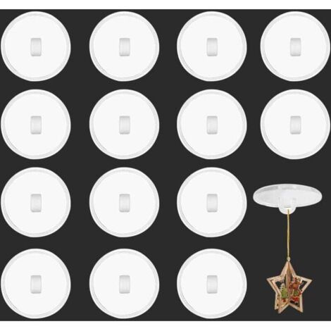 Paquete de 50 ganchos de techo autoadhesivos transparentes, 2 cm de diámetro, no requiere taladro, ganchos adhesivos de plástico para colgar mosquiteras, luces de cadena, decoraciones