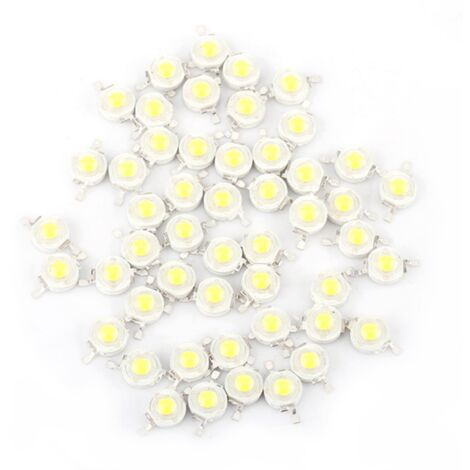 Paquete de 50 LED SMD de 1 W de luz blanca fría para focos y proyectores de alta potencia, aluminio.