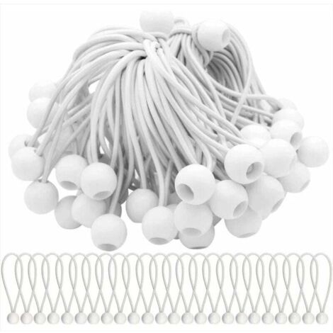 Paquete de 50 tensores elásticos, cuerdas elásticas con bolas, bolas elásticas para carpas, tiendas de campaña, pancartas y lonas.