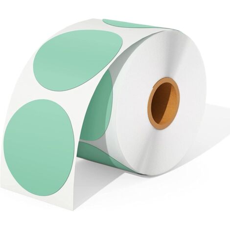 Paquete de 500 etiquetas redondas de transferencia térmica, 5 x 5 cm (2 x 2 pulgadas), etiquetas autoadhesivas redondas, etiquetas de envío resistentes a arañazos, agua, suciedad, polvo y grasa – Verd
