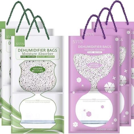 Paquete de 6 bolsas deshumidificadoras colgantes para armario - 230 g cada una - Evitan la humedad, el moho y la condensación - Armario, hogar, cocina, garaje, dormitorio, caravana.