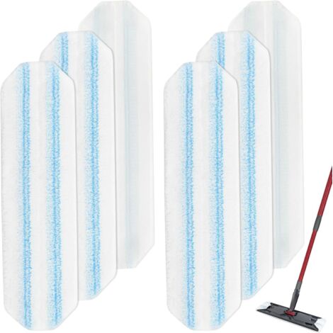 Paquete de 6 cabezales de microfibra O-Cedar para fregonas planas, recambios de almohadillas lavables y reutilizables para suelos duros.