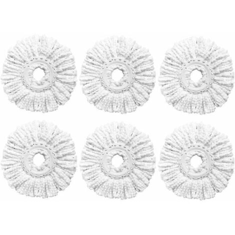 Paquete de 6 cabezales de repuesto para trapeador giratorio, compatibles con trapeadores giratorios de tamaño estándar, recambios de trapeador giratorio de microfibra duraderos y fáciles de limpiar.