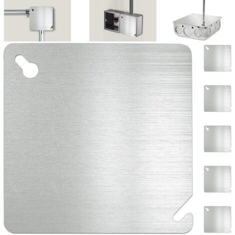 Paquete de 6 cubiertas metálicas para caja de conexiones eléctricas de 4" - Placa de panel eléctrico cuadrada, plana y resistente de 4" x 4"