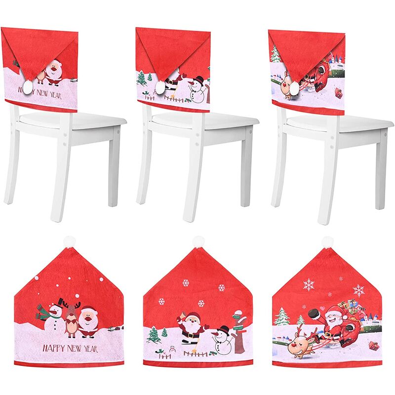 Paquete de 6 fundas traseras para sillas de comedor, protector de respaldo de silla de Navidad no tejido, decoración de Hotel
