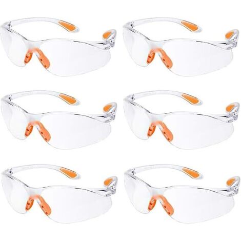 Paquete de 6 gafas de seguridad transparentes antivaho, gafas protectoras transparentes para obras de construcción con lentes de goma transparentes, gafas de protección laboral para jardinería y quími