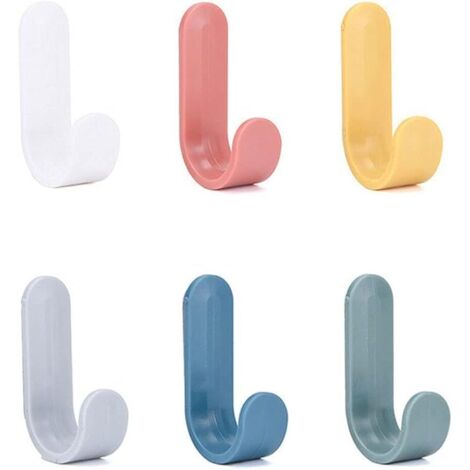 Paquete de 6 ganchos adhesivos de pared, ganchos para bufandas, ganchos para utensilios de cocina, ganchos de plástico para llaves, con forma