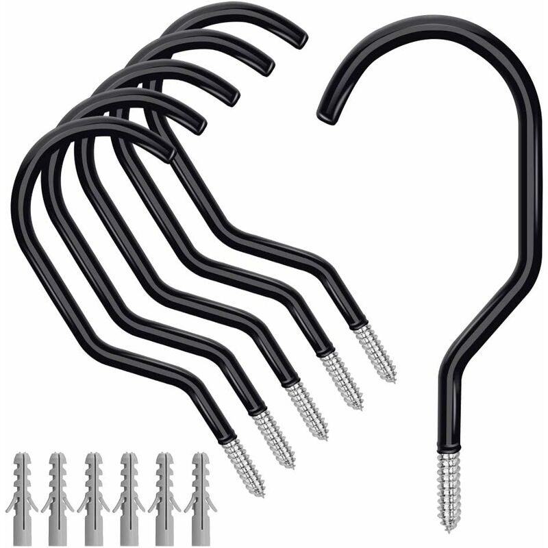 

Abcrital - Paquete de 6 ganchos para almacenamiento de bicicletas de alta resistencia, ganchos de acero para garaje grandes para techo de garaje,